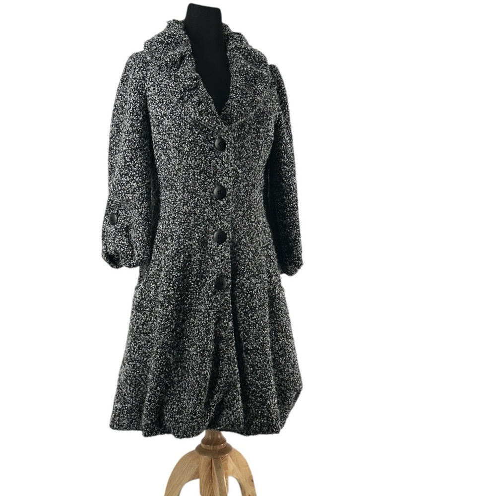 Joseph Ribkoff cardigan salt and pepper boucle coat elegant artsy unique sz 8 - Picture 2 of 8